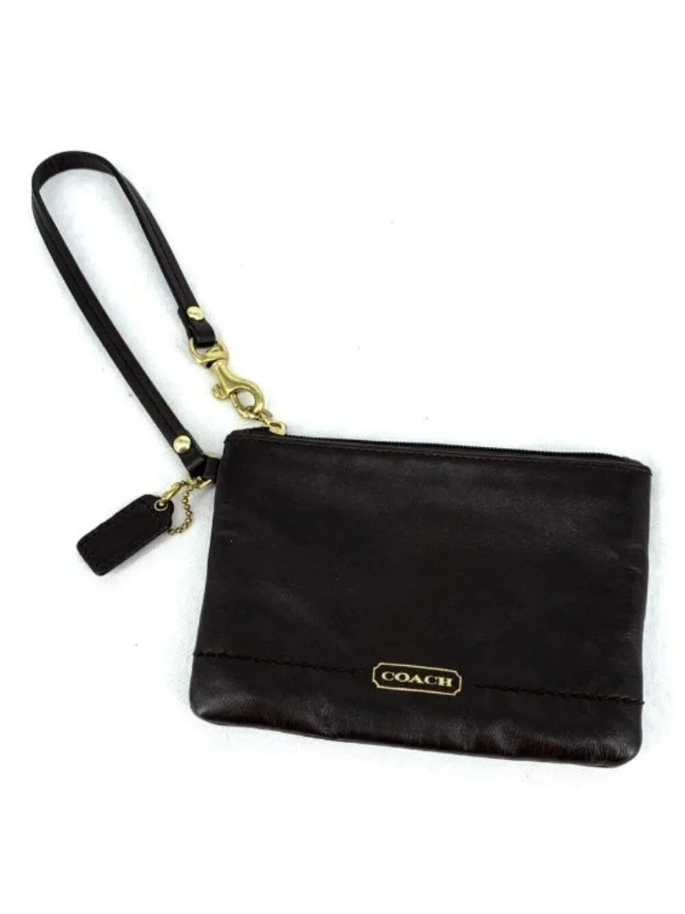Coach Campbell Leather Wristlet Brown